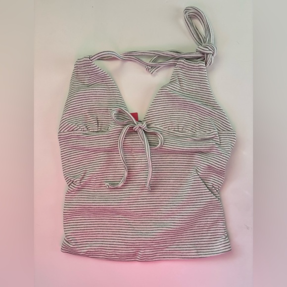 Edikted Tops - Edikted White-Grey Striped Halter